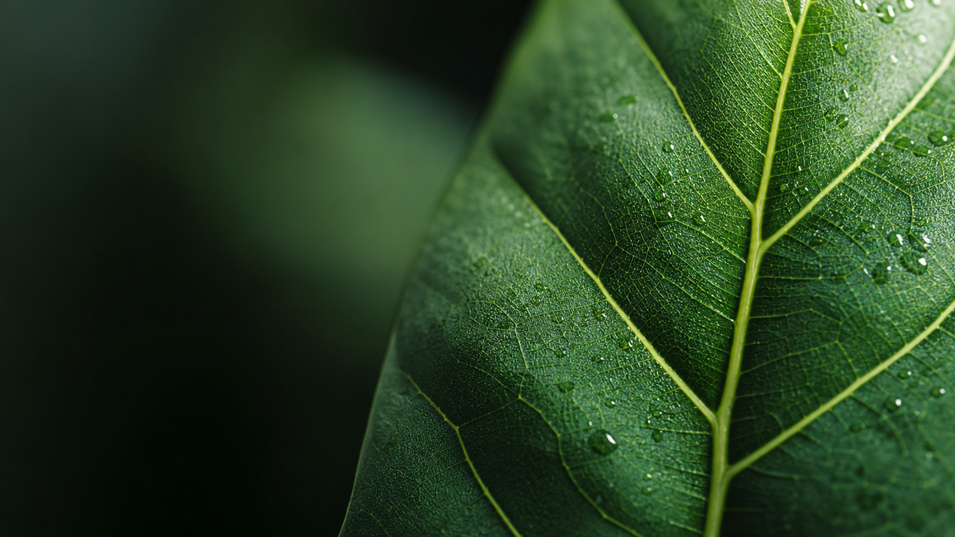 Macro detail van een blad met zichtbare nerven
